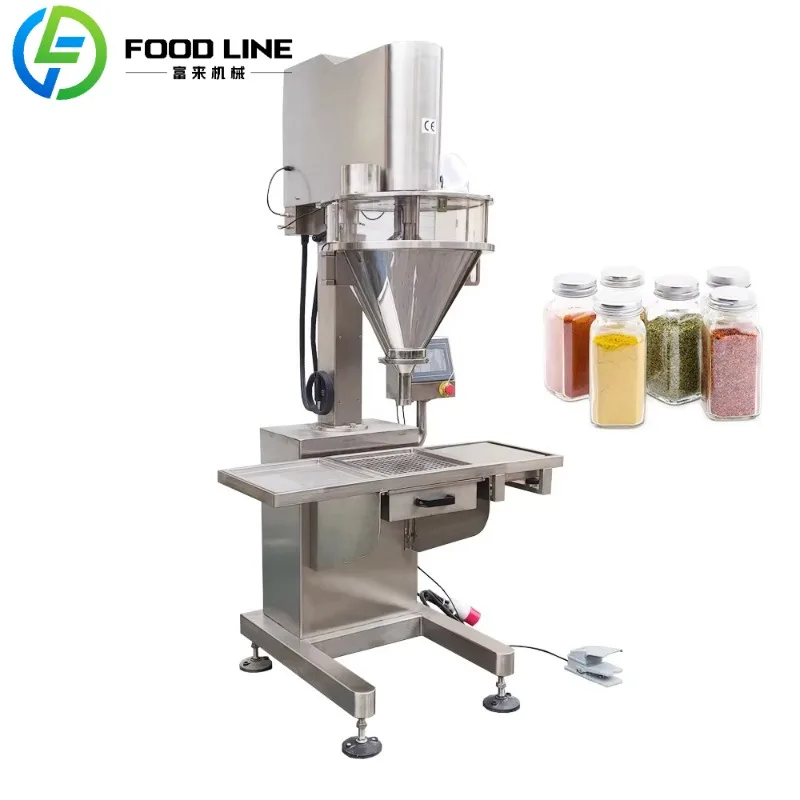 Semi-Automatic Small Desktop 500g Flour Chili Coffee Milk Powder Screw Auger Filler / Dry Powder Filling Packaging Machine