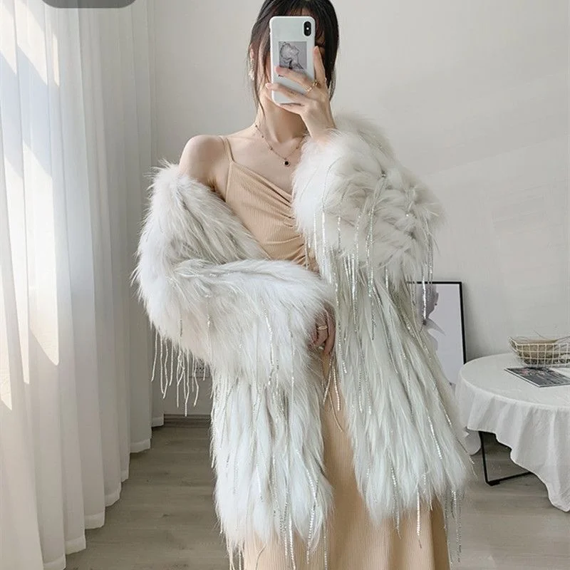 2023Autumn And Winter New Fashionable and Versatile Medium to Long Length Imitation Fur Coat for Women