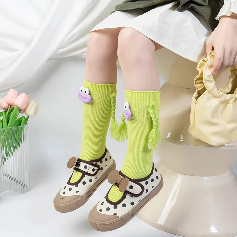 

Cartoon personality dopamine sausage mouth cute long tube mid tube contrasting color stacking socks