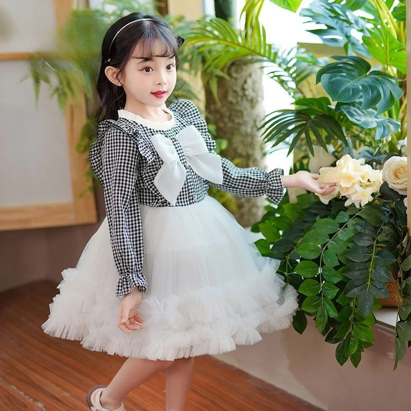 Girls' Dress Spring/Summer 2026 New Style Children's Elegant Princess Dress Little Girls' Mesh Puff Skirt 6