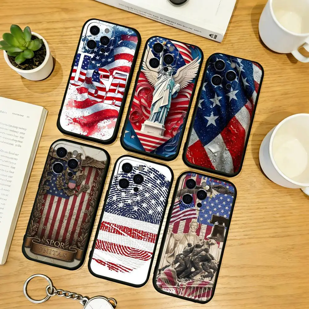

American flag Phone Case Silicone Soft For IPhone 17 16 15 14 13 12 11 X XR Plus Pro Max Plus