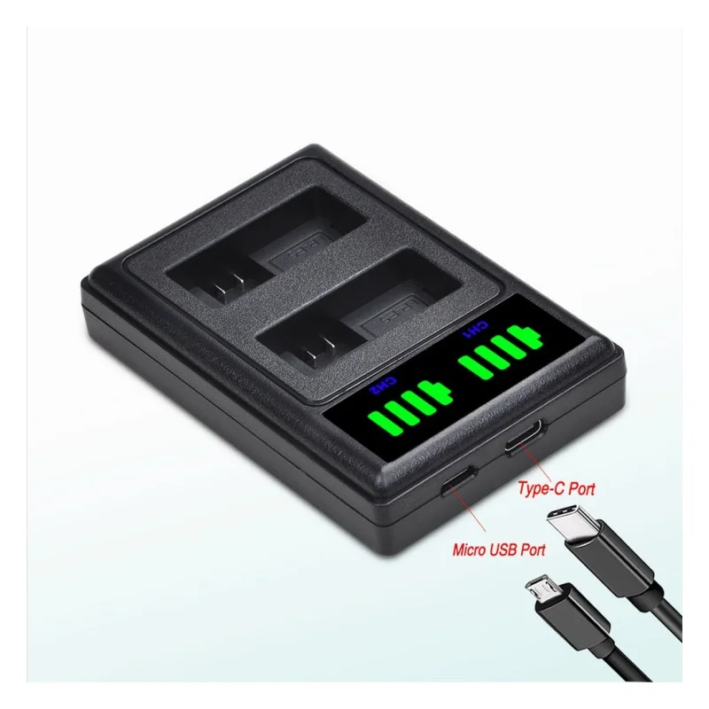 Camera Battery Charger for Canon EOS Rebel XS XSi T1i Kiss F X2 X3 450D 500D 1000D LP-E5 Dual Battery Charger with Charge Cable