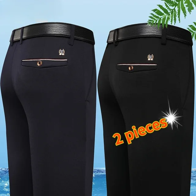 Stylowe czarne spodnie dla mężczyzn Wygodne spodnie codzienne Czterosezonowe koreańskie spodnie garniturowe Męskie spodnie ze stretchem Slim-Fit