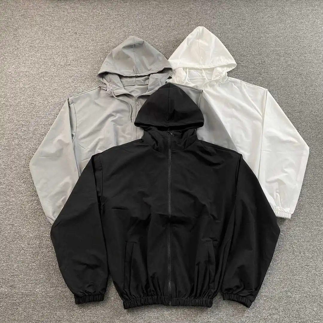 26ss Kanye West x Russia Solid Color Zipper Hooded Sun Protection Windbreaker Jacket Coat