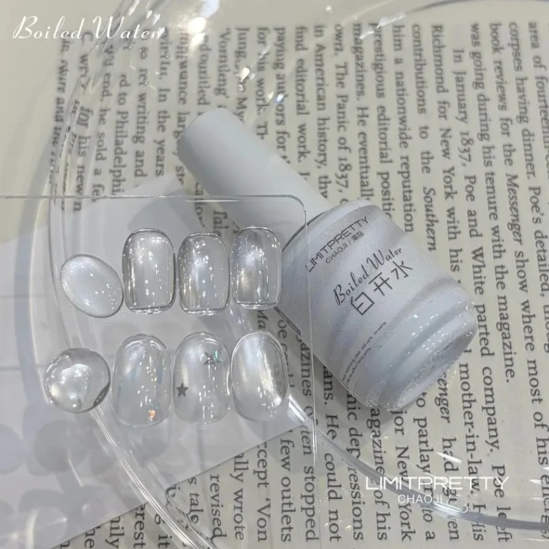 High Ice Clear No Base Clear Cat Eye Gel Polish White Fairy Ice Transparent Magnetic Nail Art High Gloss Shimmer Soak Off UV Gel