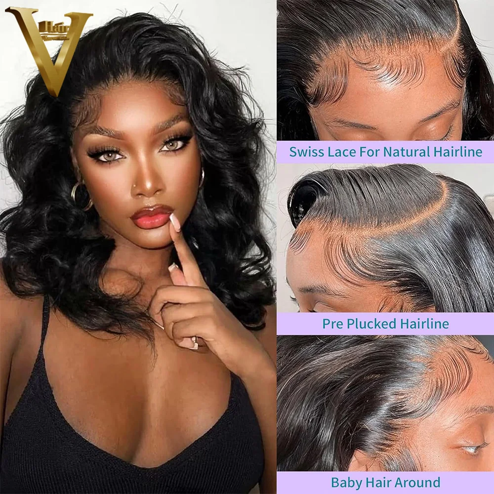 Body Wave Natural Black 13X4 Lace Front Wig Glueless Preplucked Hairline Wigs For Black Women Brazilian Virgin Human Hair Wig