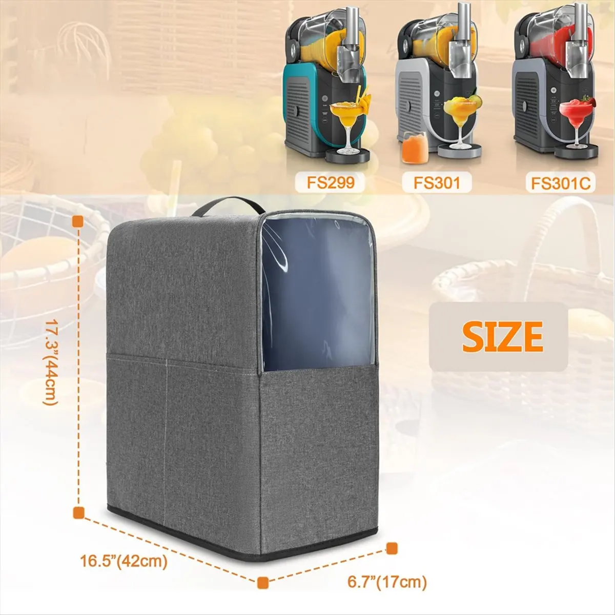 غطاء غبار الماكينة لصانع المشروبات Slushie FS301C/FS301، غطاء واقي مع نافذة وجيب مرئي