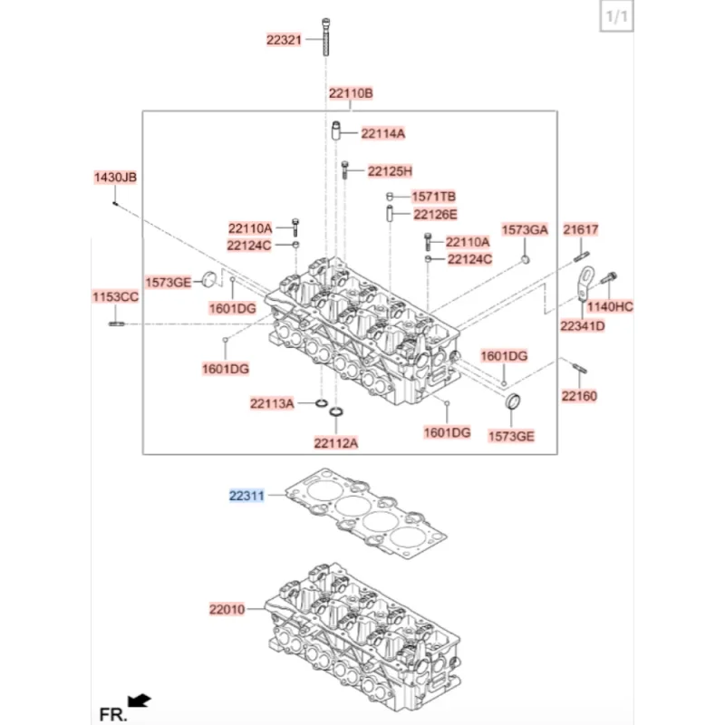 Genuine/OEM gasket-cylinder head for Hyundai i30 15 22311-2a701