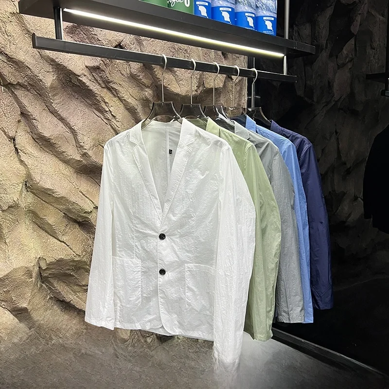 

Ultra-Thin like Cicada Wings Summer Men's Casual Sunscreen Suit Technological Fabric Fashionable Standard Fit Long Sleeve