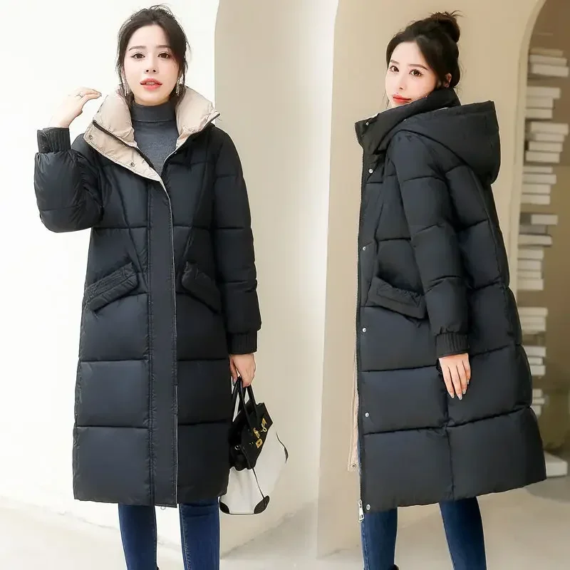 

Ladies Winter Coat Women Down Cotton Hooded Jacket Woman Casual Warm Outerwear Jackets Female Girls Black Clothes PA1029