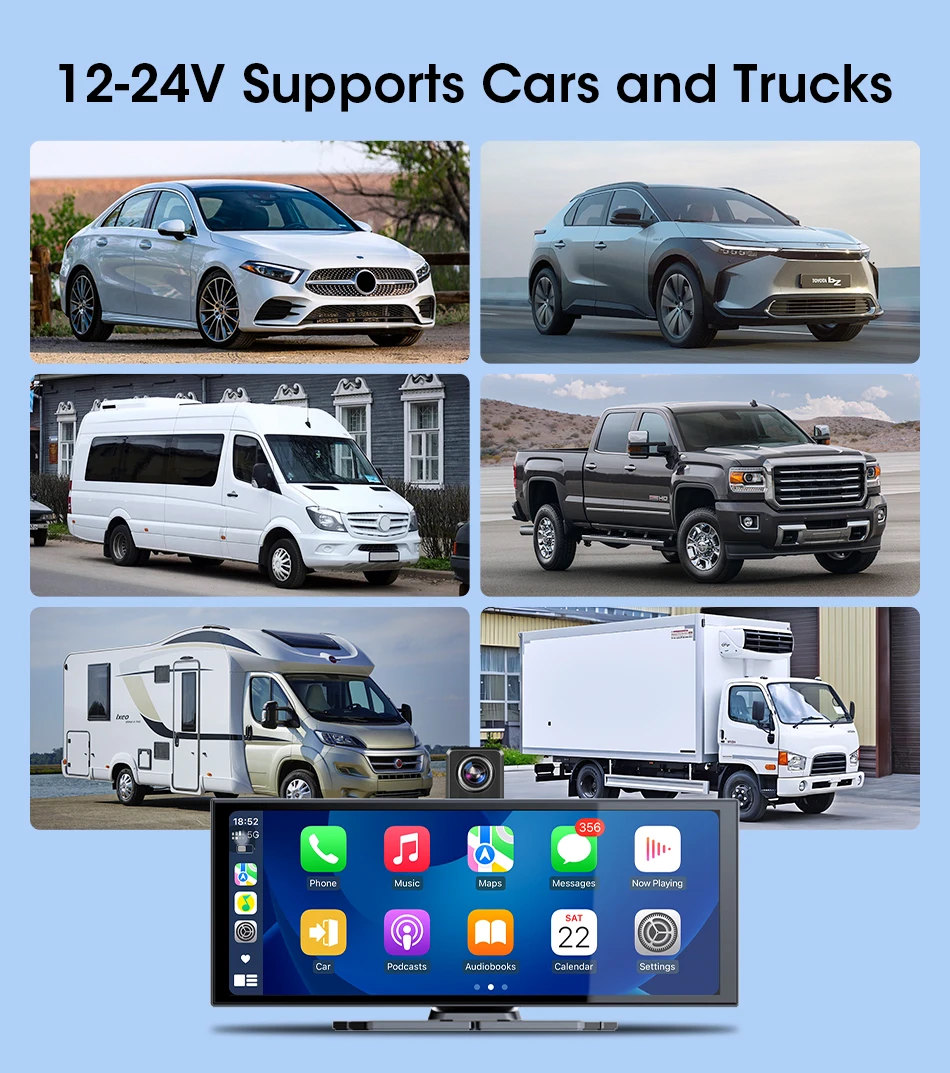 11,26 Zoll Dash Cam Auto DVR 4K Kamera Wireless Carplay Android Auto Touchscreen Dual Len Video Recorder Dashboard BT FM AUX GPS – Detail 17