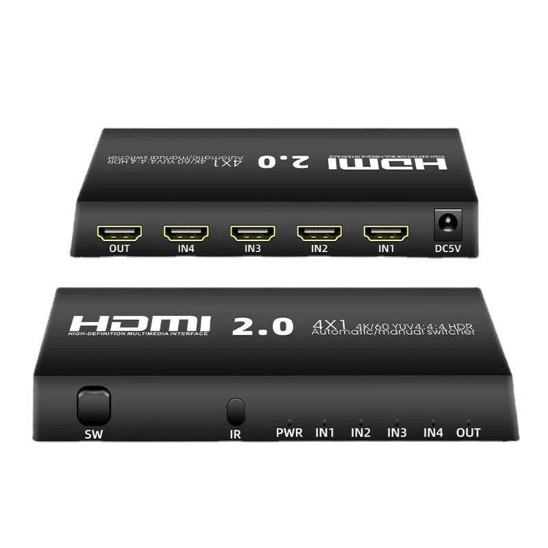 HDMI 2.0 Switch - 4X1 Four Input One Output Auto/Manual Switching, High Definition Switcher with Loop Out, 4X1 Converter