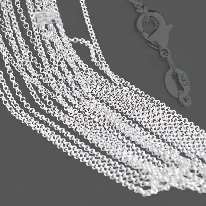 Wholesale 16-30 Inch 925 Sterling Silver 2.5mm Chain Necklace for Women Men 5Pcs Lobster Clasp Chains Jewelry Accessories