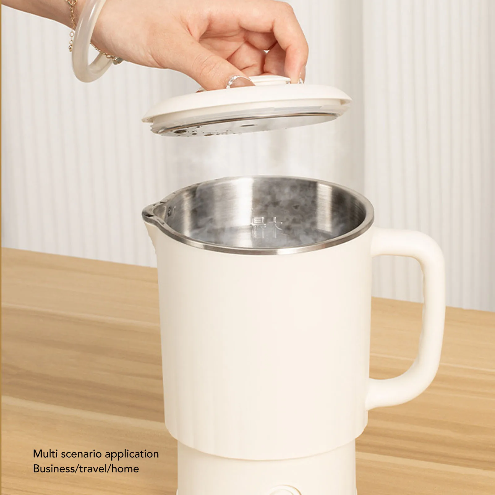 غلاية كهربائية للسفر 600 وات 600 مل 304 من الفولاذ المقاوم للصدأ سخان غلاية الماء الساخن المحمول للشاي والقهوة