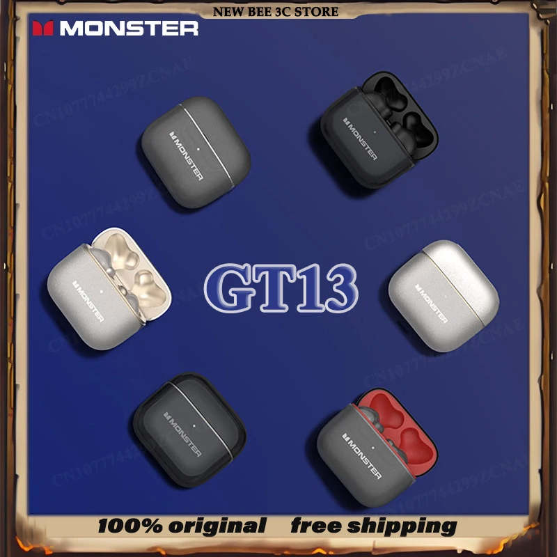 

НОВЫЕ беспроводные Bluetooth-музыкальные наушники MONSTER GT13, полувкладыши, дизайн с шумоподавлением, функция вызова, водонепроницаемость