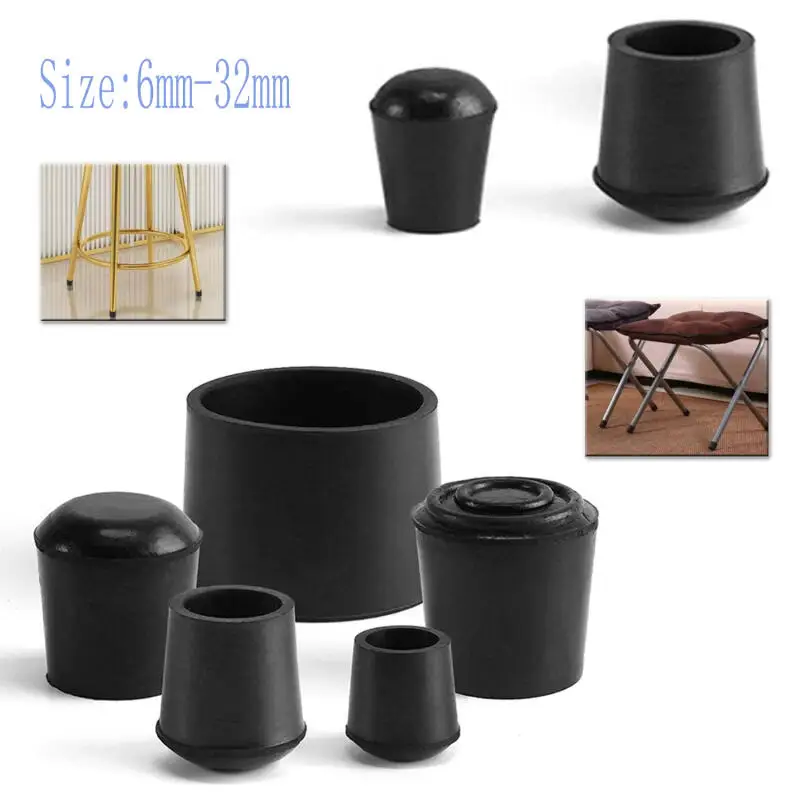 4~16pcs Round Rubber Chair Leg Pad 6mm~32mm Furniture Leg Table End Plug PVC Silent Anti-slip Floor Protection Cap Foot Cover