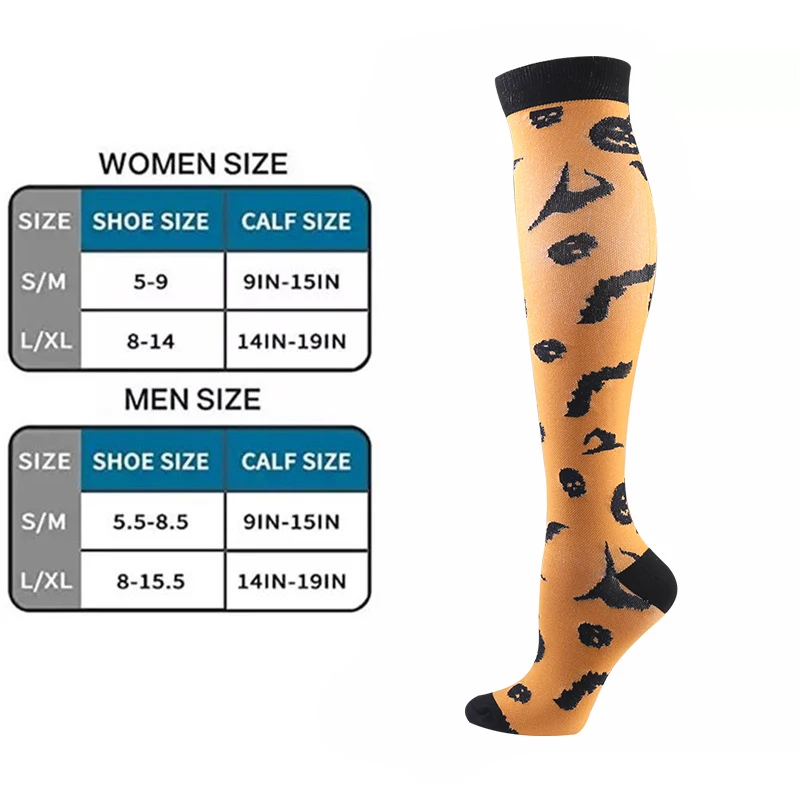 Winter Compression Stockings Nylon Hot Air Skull Halloween Sport Reduce Varicose Veins Muscle Fatigue Wholesale Dropshipping