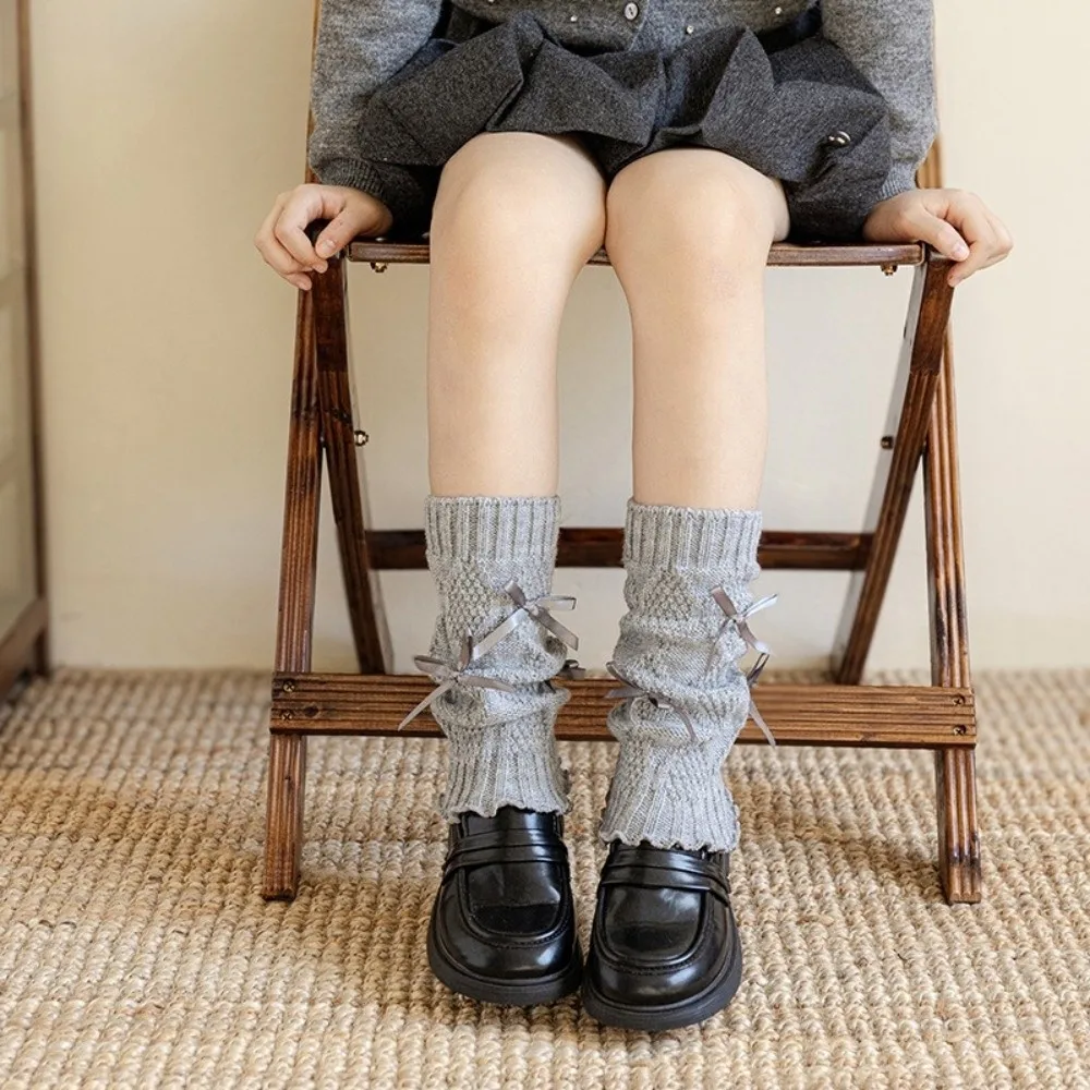 New Solid Color Leg Warmers Thickened Lolita Mid-Calf Sock Harajuku Knitted Boot Covers Gift