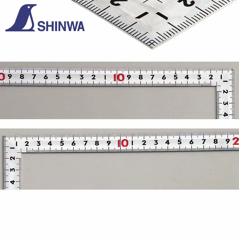 SHINWA Carpenter's Square Flat Corner Hard Chrome Finish Stainless Steel Rule For Right-angle Length Measurement Marking 1PCS