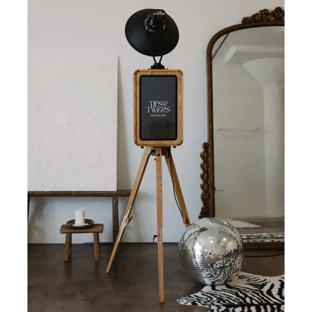 Double-sided oak photo booth 18.5 Touch screen display iPad photo booth case Wood machine photo booth printer