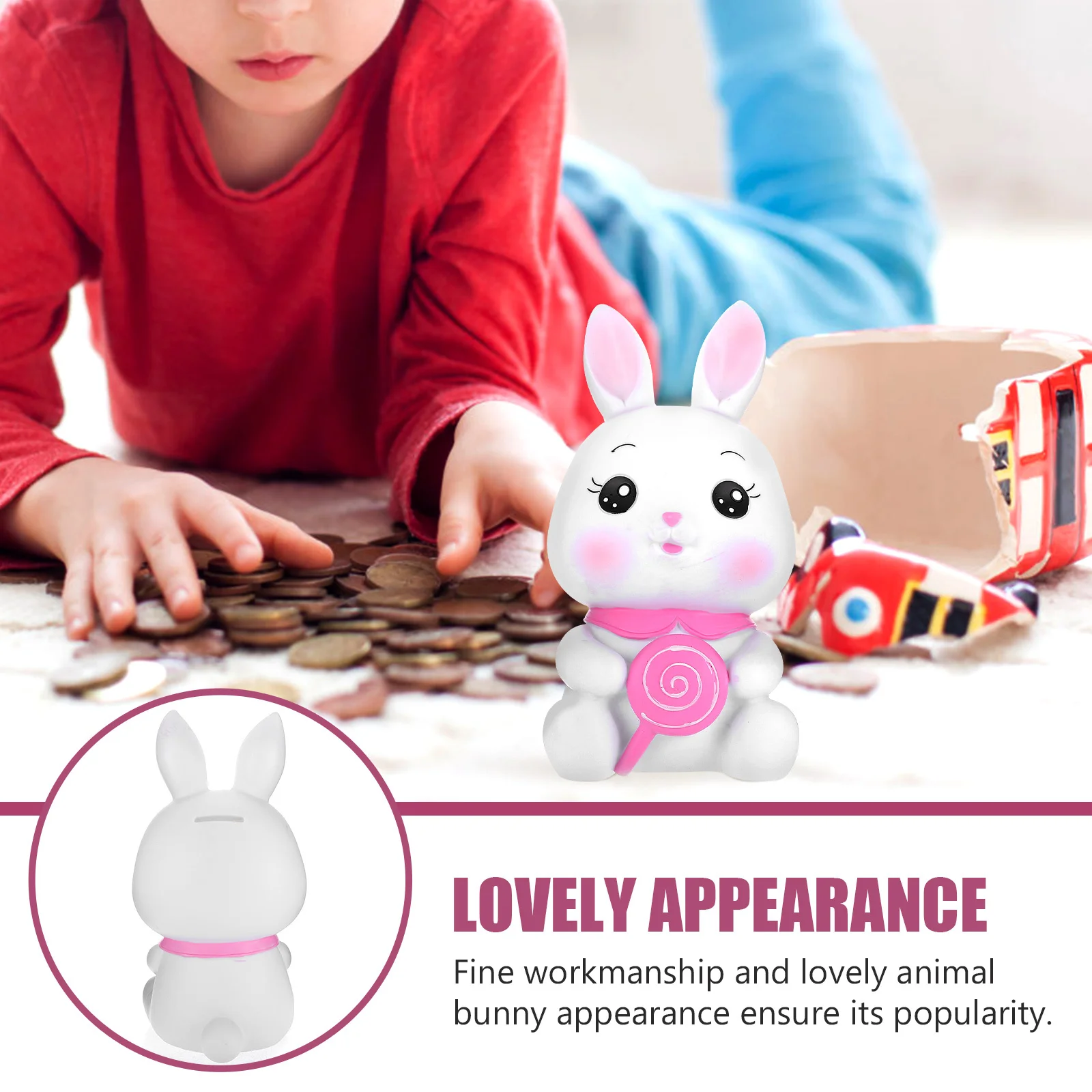 Anti-Drop Munt Bank Vinyl Bunny Vormige Spaarpot Voor Kinderkamer Decoratieve Spaarpot Educatief Cadeau Cartoon Spaarpot