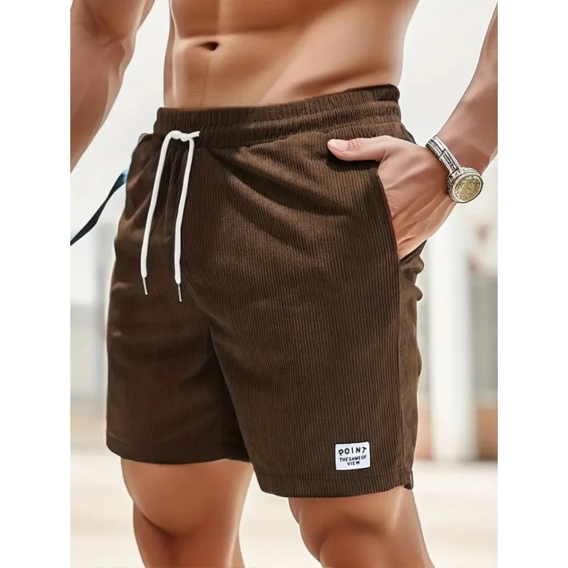 Sommer Herren Cord-Sweatpants Lässige Shorts Herren Strandshorts Basketball Kurze Hosen Einfarbig Etikett Sportbekleidung Herren