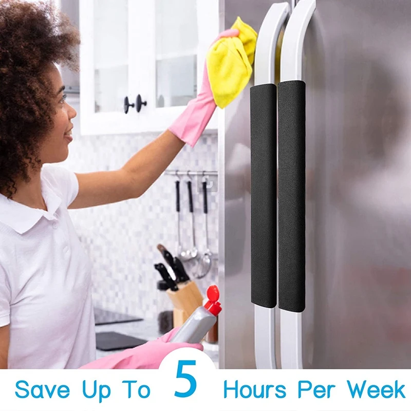 Refrigerator Door Handle Covers, Set Of 4, Keep Your Kitchen Appliance Clean From Smudges, Drips, Food Stains (Black)