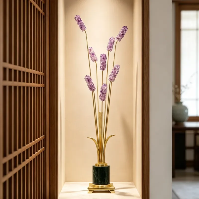 Modern light luxury jade cornucopia brass wheat ears handicrafts entrance living room decoration housewarming opening