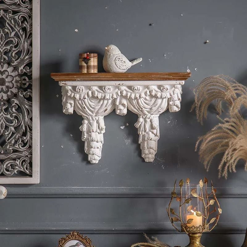 French romantic wall relief shelf entrance entrance background wall decoration outdoor courtyard wall hanging flower frame layer
