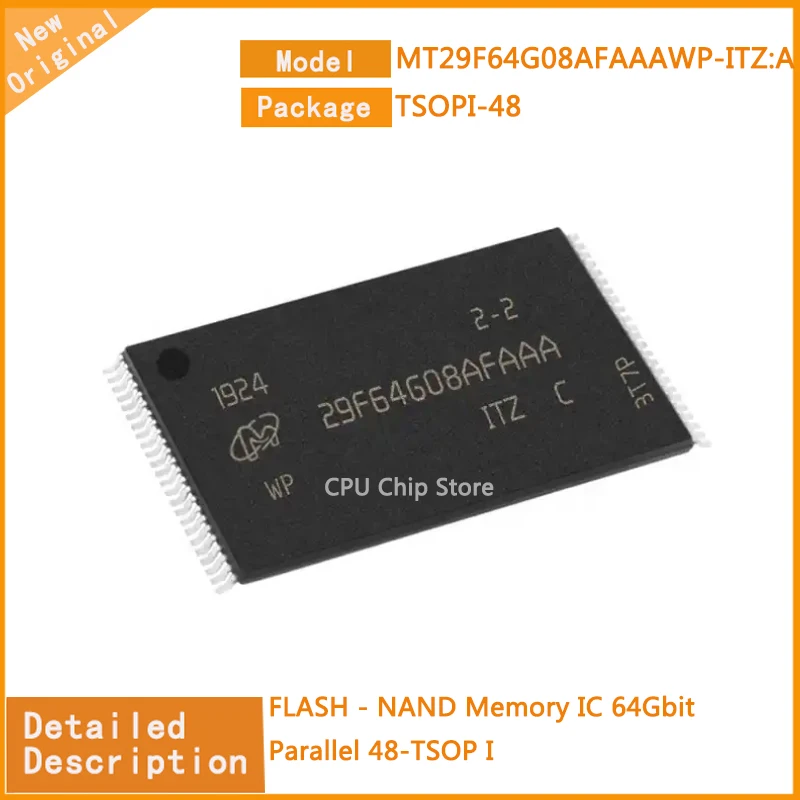 5Pcs/Lot  New Original  MT29F64G08AFAAAWP-ITZ:A  MT29F64G08A  FLASH - NAND Memory IC 64Gbit Parallel 48-TSOP I