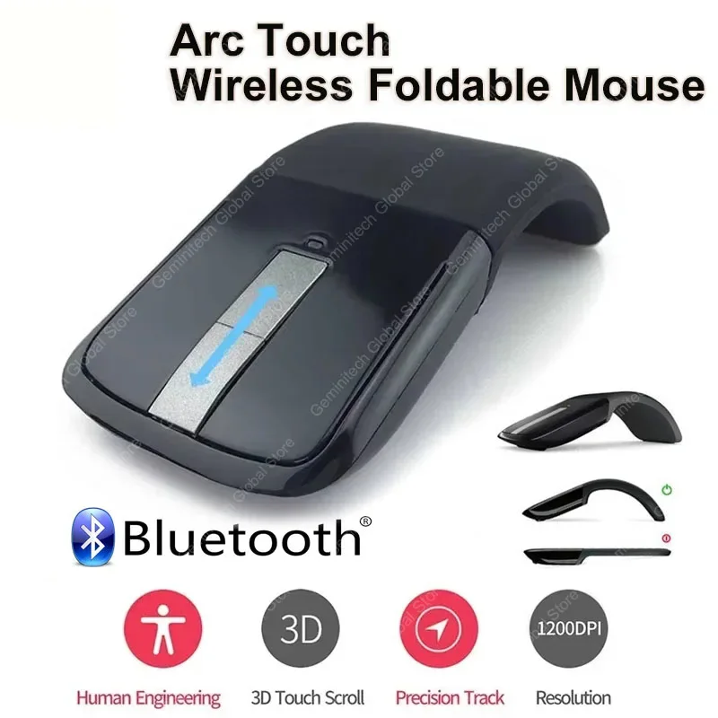 

Оптическая мышь Arc Mouse, ультратонкая складная беспроводная Bluetooth-мышь, эргономичная портативная 3D-сенсорная мышь, универсальная для офиса