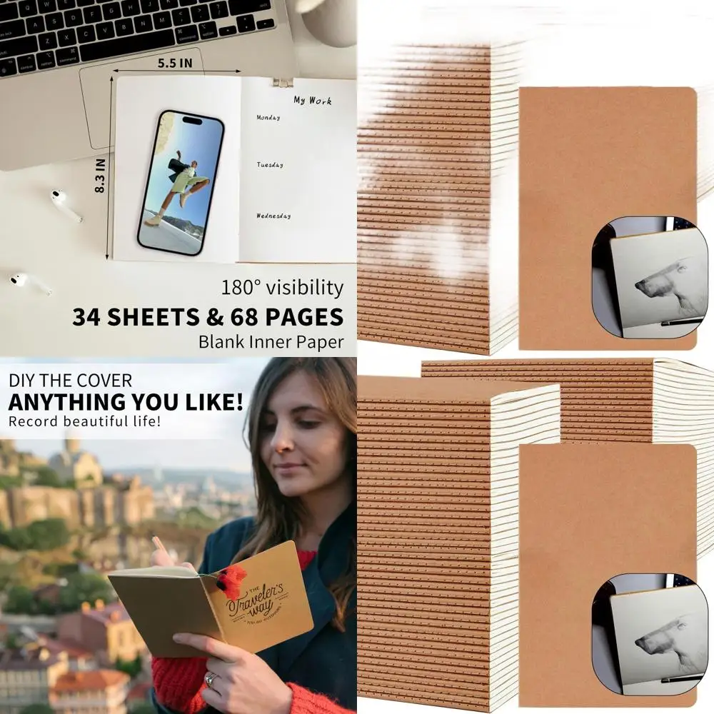 

Массовые блокноты формата А5 с крафт-линейкой, 100 шт., 60 столовых журналов для путешествий и предметов для школы и офиса