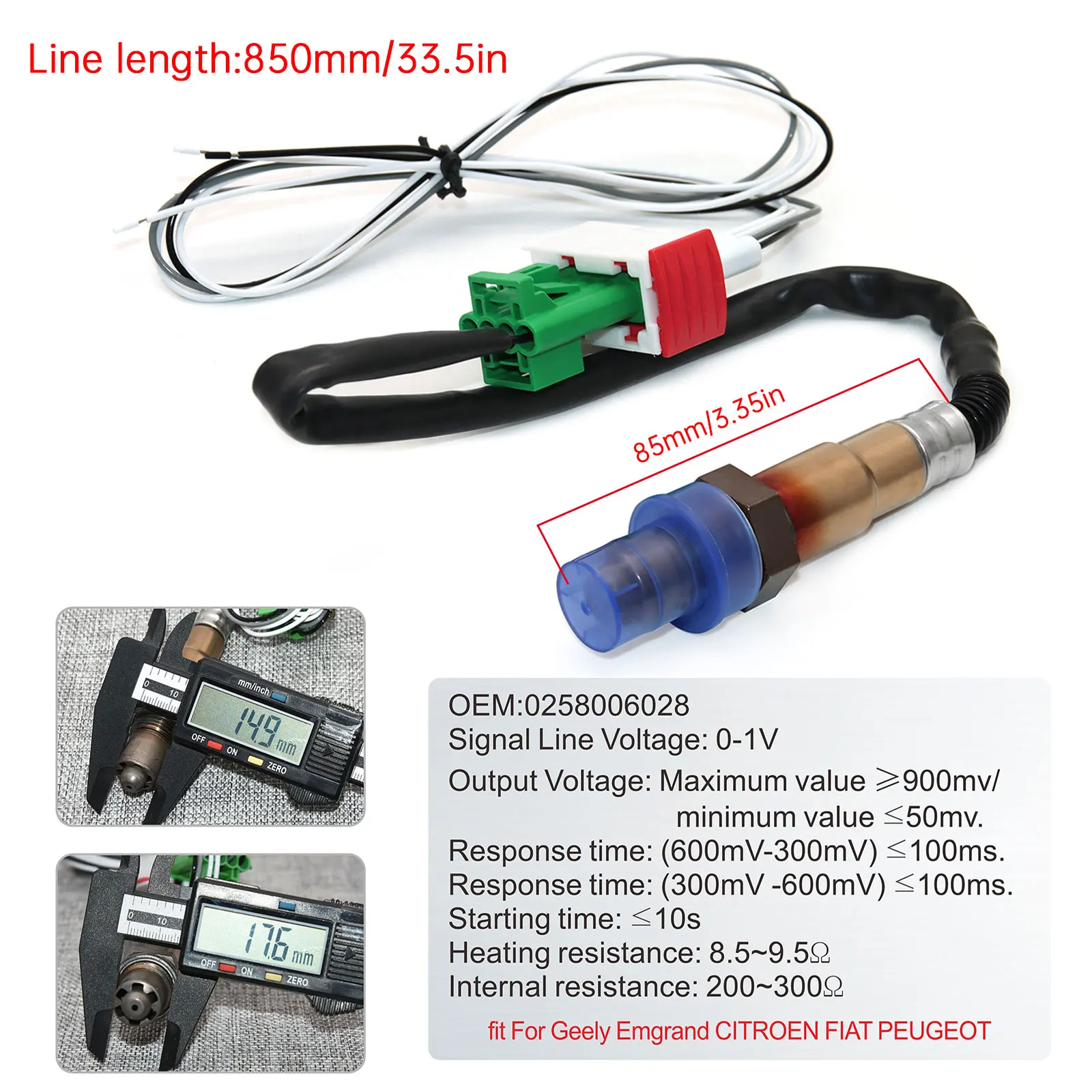 52 mm digitales Luft-Kraftstoff-Verhältnis-Messgerät mit Schmalband, O2-Sauerstoff-Sensor, Auto-Messgerät, AFR, passend für 12 V Auto-Voltmeter,