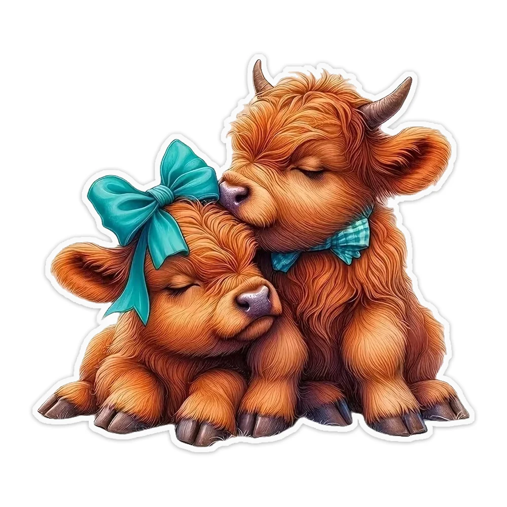 Sweet Highland Calves Creative Decorative Stickers, Suitable for a Variety of Scene Decorations, Such As Cars, Trucks