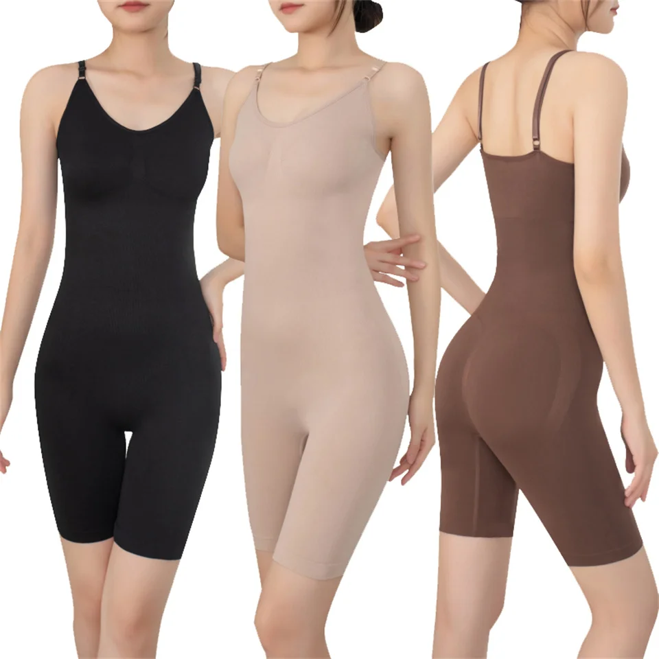 Becirzet Damen Bodysuit Shapewear Push-Up Korsett Taillentrainer Körperformer Schlankmachender Body mit Offenem Schritt Damen-Jumpsuit Unterwäsche – Detail 2