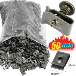10/50pcs Car Motorcycles Metal Screw Fastener Clips U-Type Clip with Screw Anti-rust Protection Clip Screw Buckle Iron Sheet