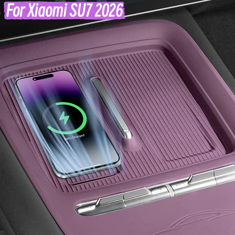For Xiaomi SU7 2026 Car Styling Central Control Wireless Charging Silicone Pad Central Storage Dustproof Mat Acccessories