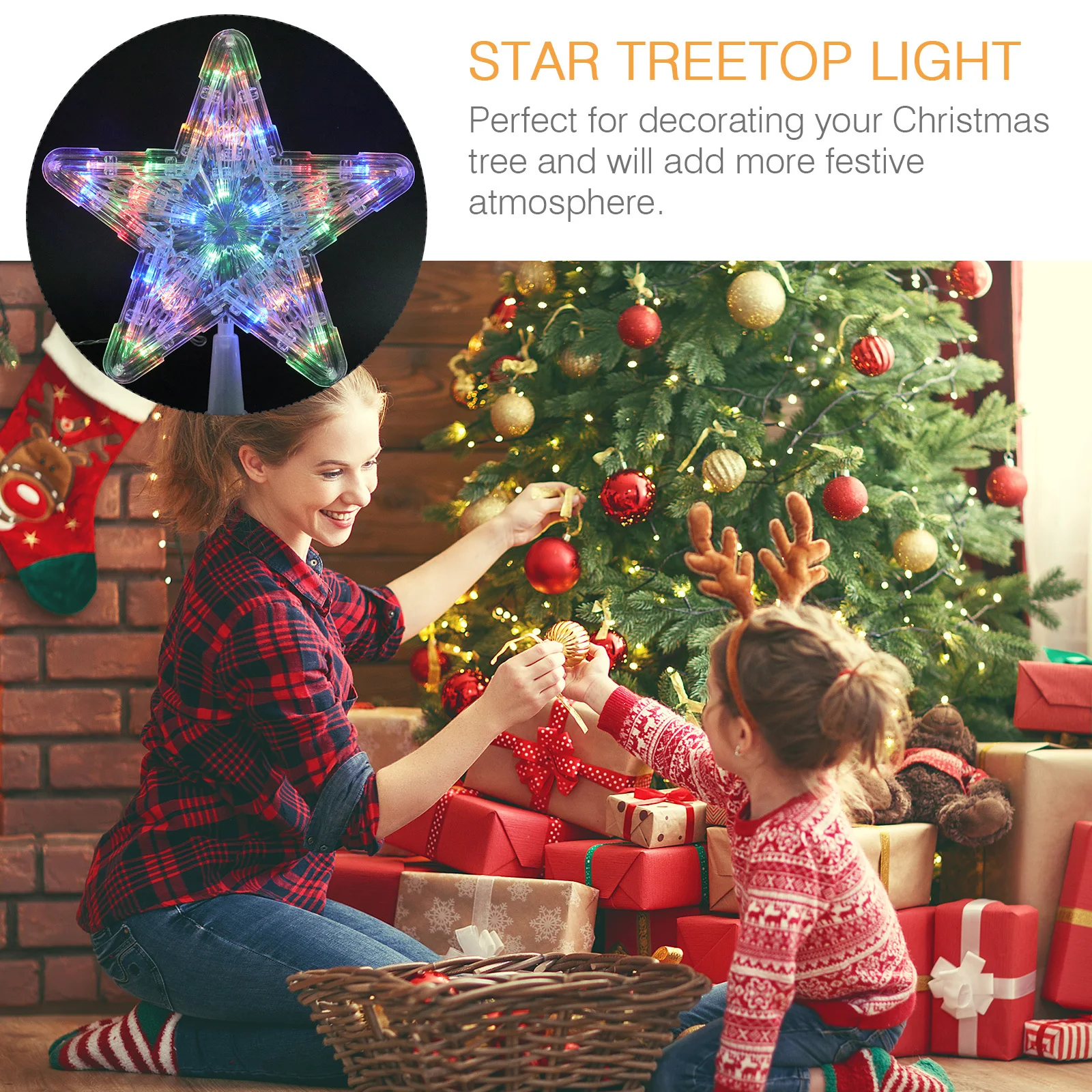 

2 Pcs Christmas Tree LED Star Treetop Theme Party Decoration Shaped Lamp
