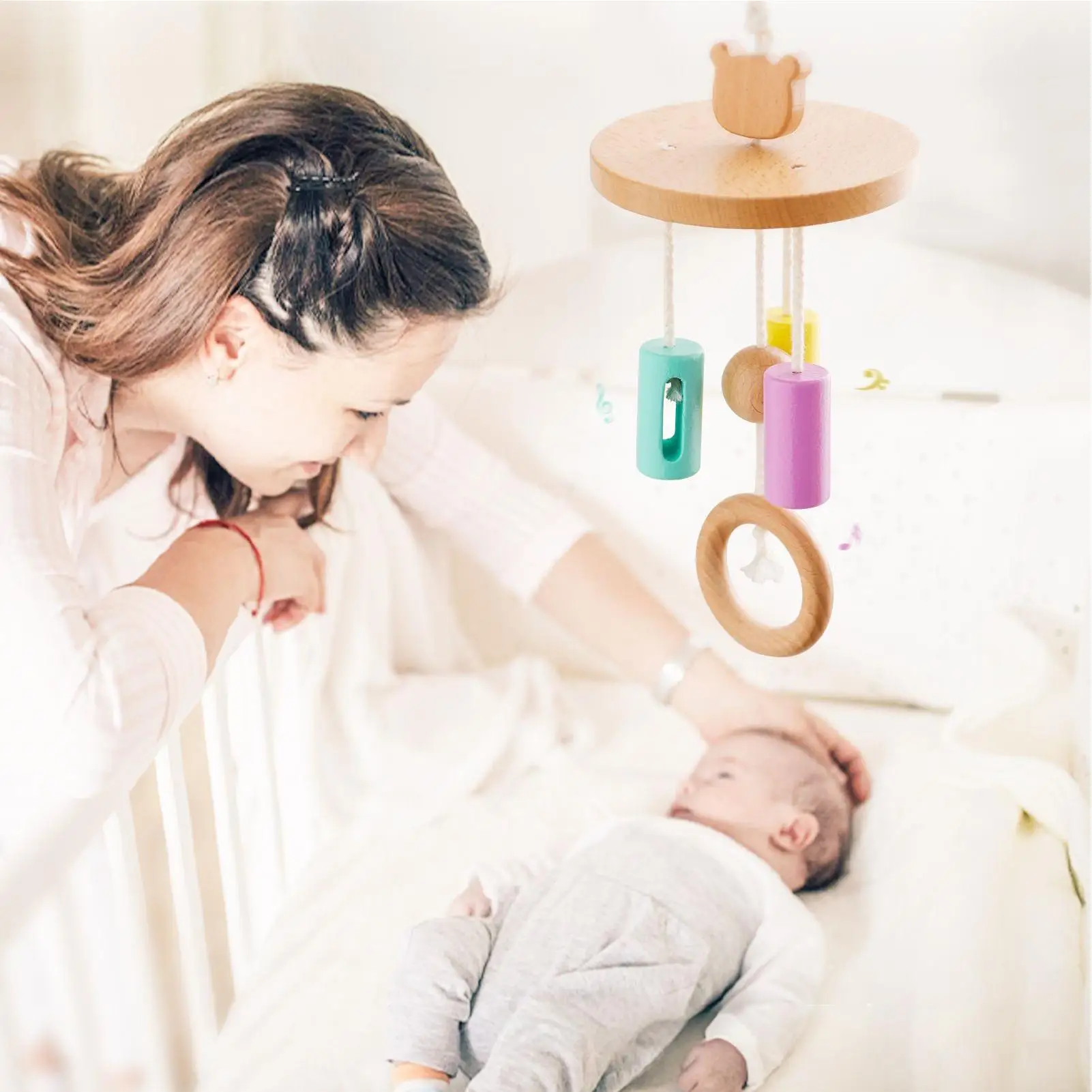 Mobile Tempat Tidur Bayi Untuk Anak Laki-Laki Dekorasi Sensorik Kayu Mobile Tempat Tidur Bayi Untuk Anak Laki-Laki Perempuan Kamar Anak-Anak Kamar Tidur Ruang Tamu Dinding Natal