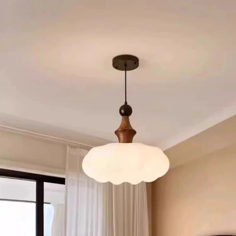 الفرنسية خمر اليقطين خشبية قلادة LED أضواء مطعم غرفة المعيشة غرفة نوم دراسة ديكور المنزل جو مصابيح بيضاء تركيبات