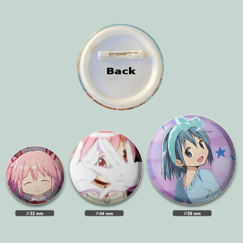 58mm Anime Puella Magi Madoka Magica Button Pin Cartoon Figures Miki Sayaka Kawaii Brooch Badge Bag Accessories Fans Collection