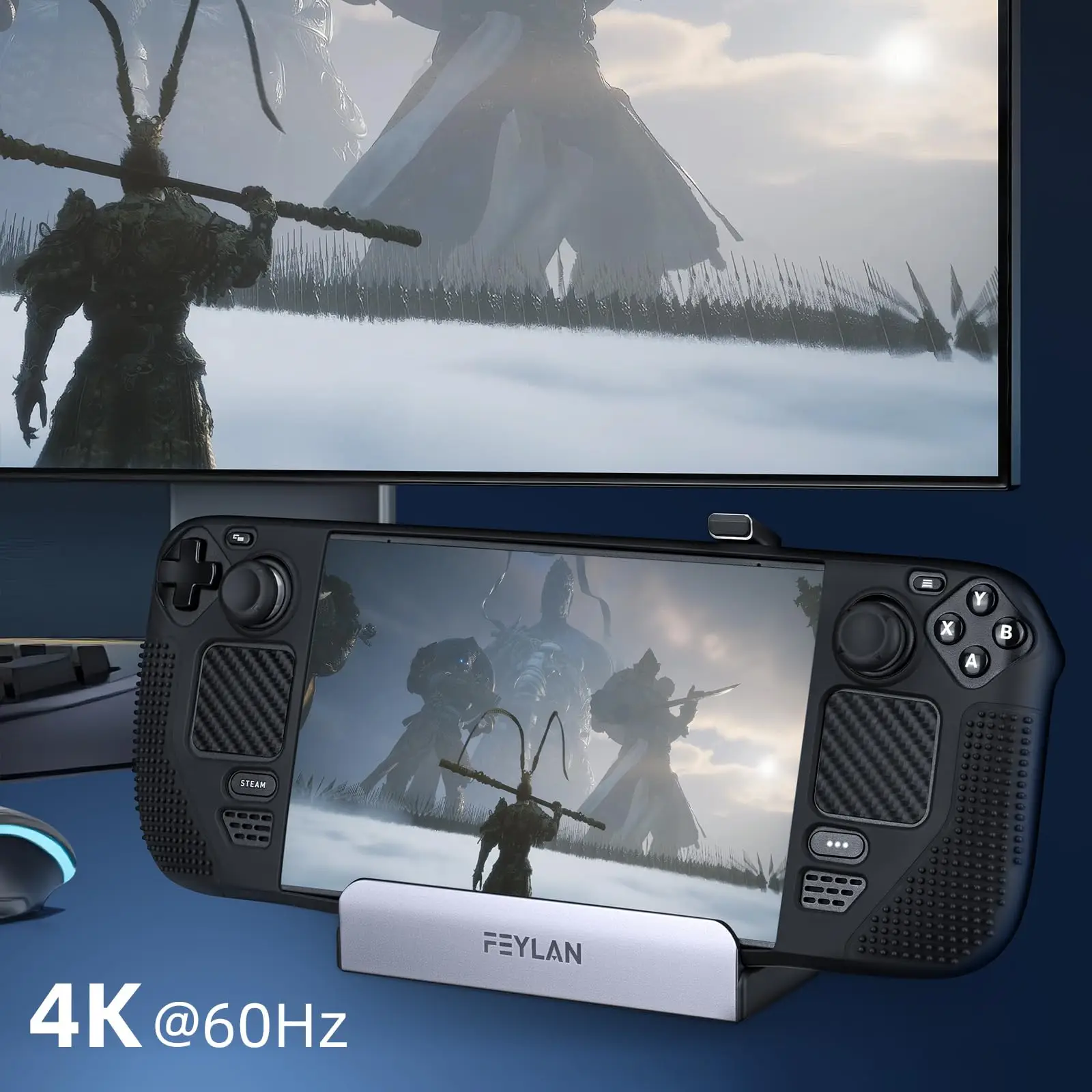 قاعدة بخار 6 في 1 لسطح البخار/ROG Ally/Legion Go/OLED مع HDMI 4K UHD 1000Mbps RJ45 Ethernet 3 USB وPD 100W شحن