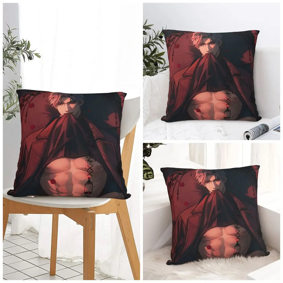 لعبة الحب والمساحة العميقة غطاء وسادة مربع كيس وسادة غطاء الوسادة Kawaii الرسم سادات لحفل زفاف ديكور المنزل #1