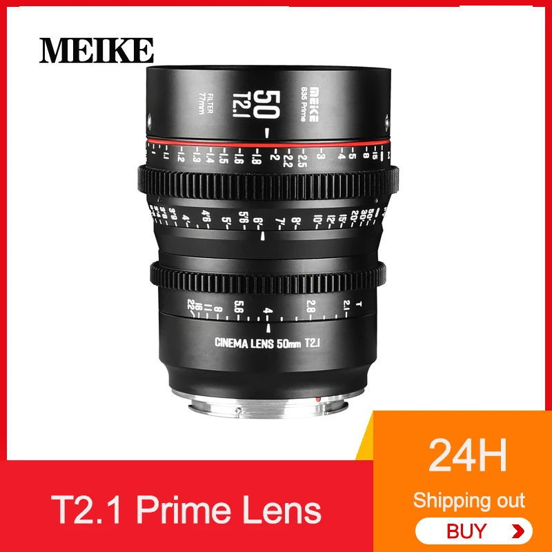 MEKE 18mm 25mm 35mm 50mm 75mm 100mm T2.1 Prime Lens Super 35 Frame Cinema Camera Lens For EF/PL-Mount Camera