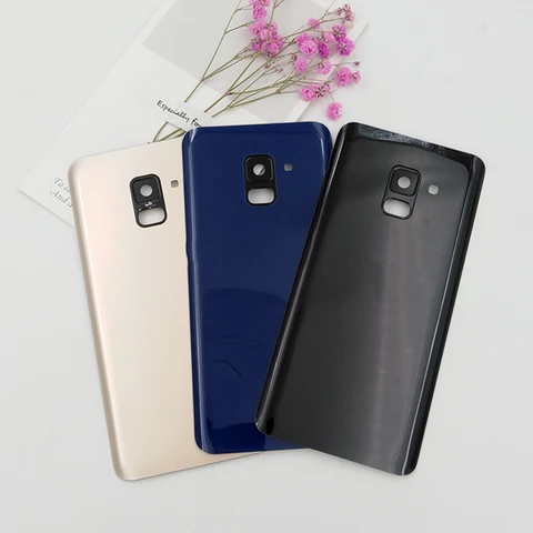 Задняя крышка батарейного отсека для Samsung Galaxy A8 2018 A530 A530F SM-A530F, задняя панель, дверной корпус, запасная часть с объективом камеры