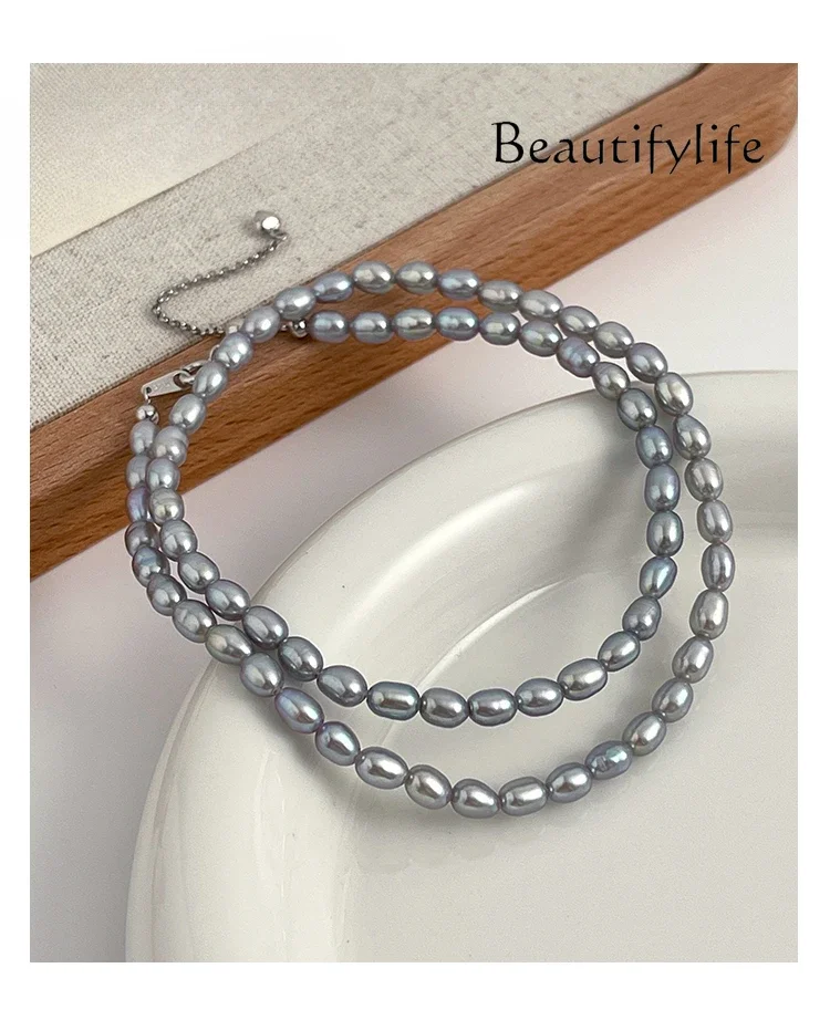 

Pearl necklace light luxury niche sweater collarbone chain new designer fashion versatile