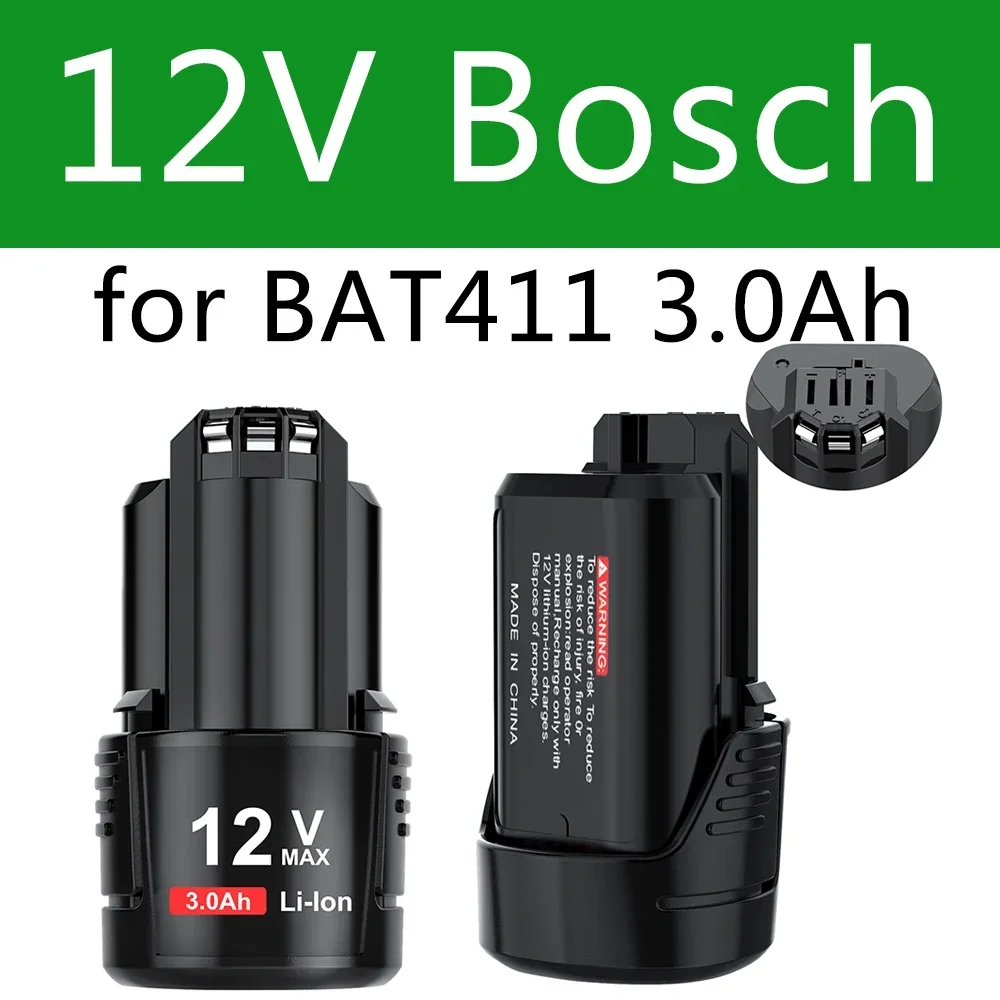 12V Bosch 3000mAh BAT411 Replacement Battery Bosch 12V Battery for BOSCH BAT412A BAT413A D-70745GOP 2607336013 2607336014 PS20-2