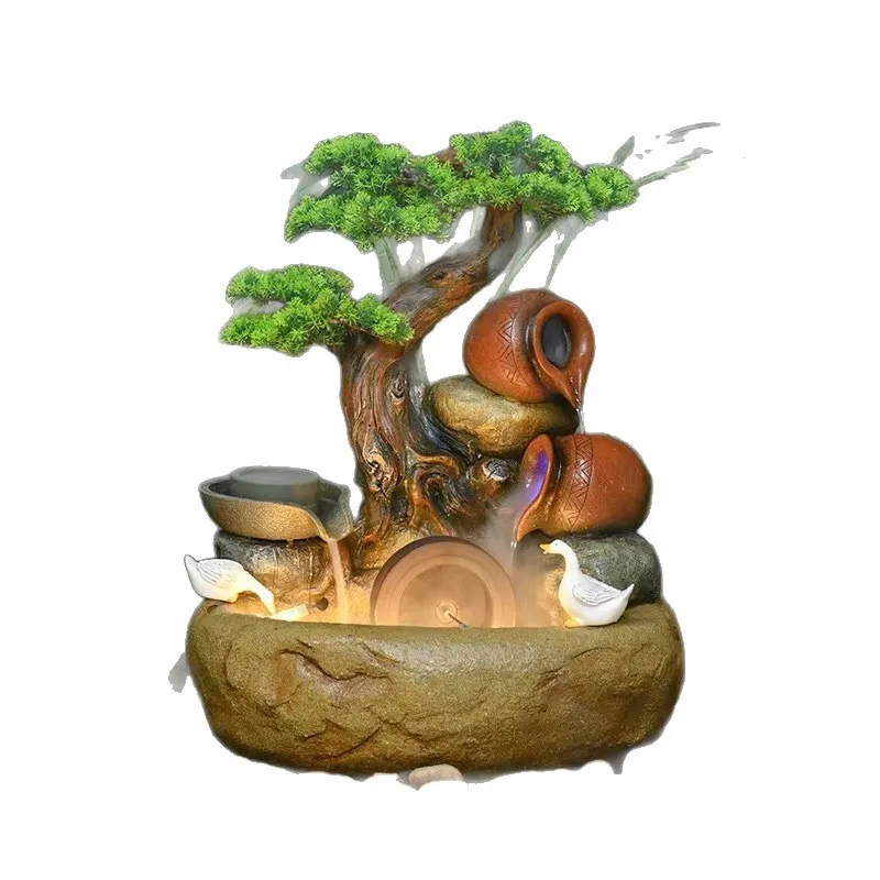 

Китайский напольный фонтан с проточной водой, декоративный элемент для двора, балкона, пруда, с функцией циркуляции воды, аквариум для офиса