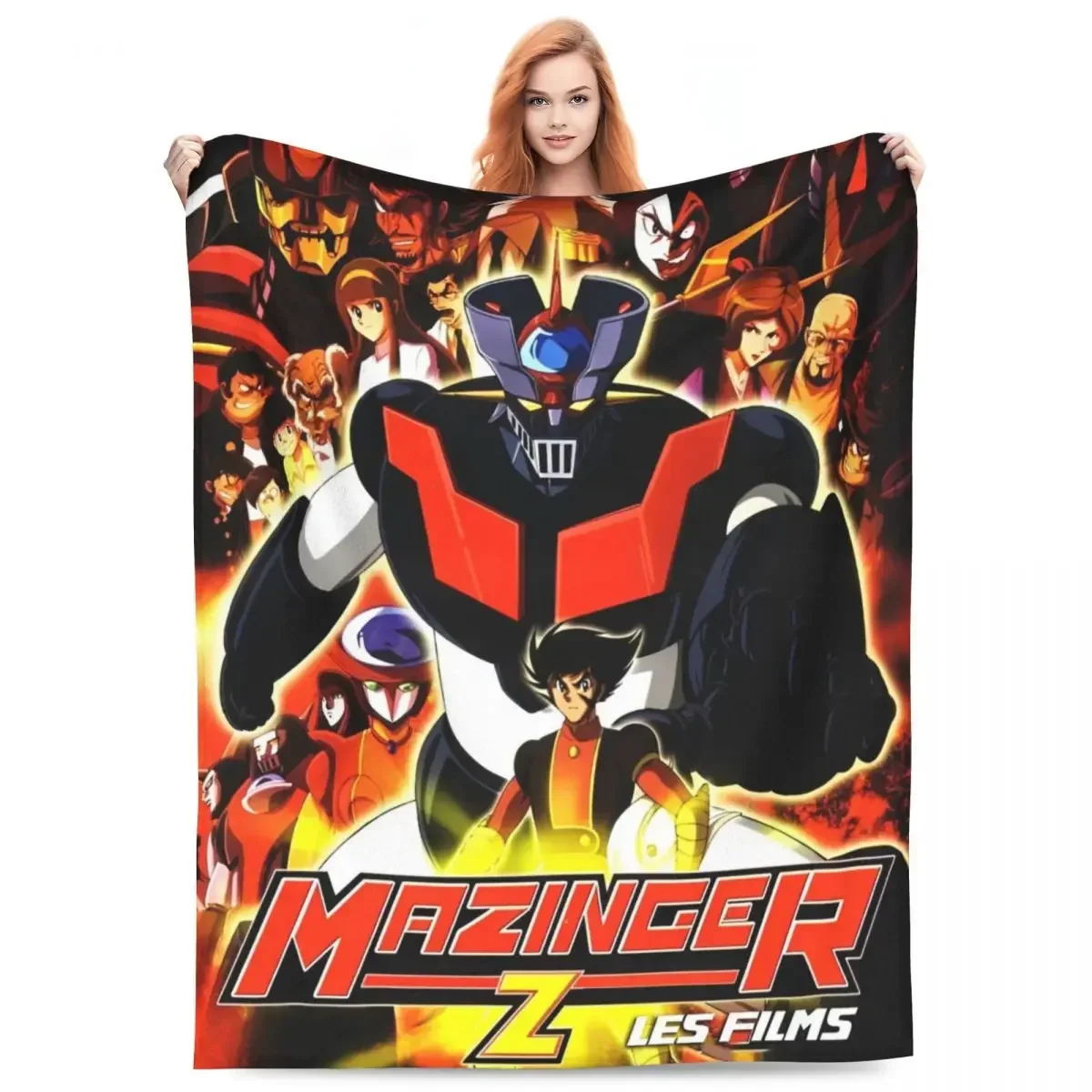 

Mazinger Z UFO Robot Grendizer Blanket Airplane Travel Flannel Throw Blanket For Couch Chair Super Warm Design Quality Bedspread