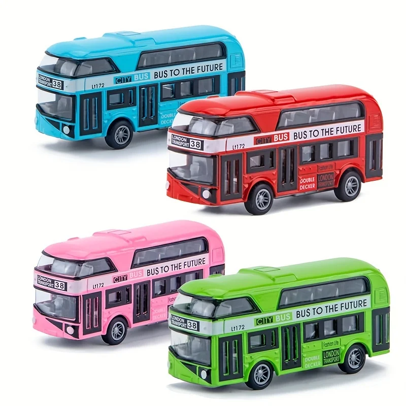 City Bus Sightseeing Double Decker Bus Model Pull Back VehiclesToy Die Cast Pull Back Vehicles Mini Tourist Model Car for Boys